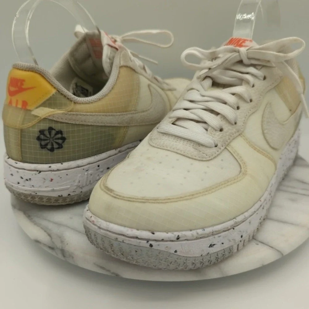 Nike Air Force 1 Shoes Woman's 8.5 White Low Crater Move to Zero White Orange